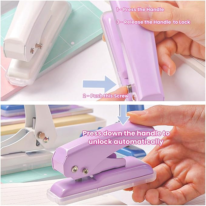 Single Hole Punch, 40 Sheets Punch Capacity Hole Puncher Heavy Duty Hole Puncher Single Small Hole Punch One Hole Puncher for Crafts Paper Cards Tags Scrapbook-1/4 inch Hole, Blue