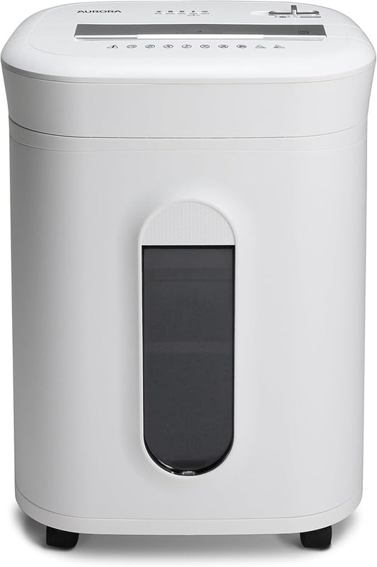 Aurora High-Security 10-Sheet Micro-Cut Paper and Credit Card Shredder with 6 Gallon Pullout Basket / 60 Mins Running Time/Security Level P-5