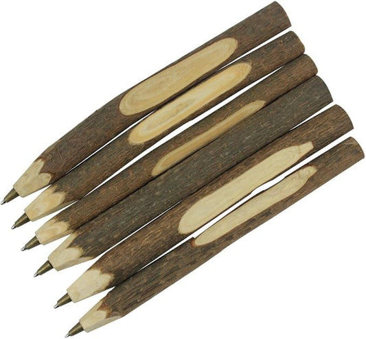 Handmade Wooden Ballpoint Pen Creative Original Ecological Wood Pen Long Style (about 6.7 inches, 17 cm) - 6 pcs