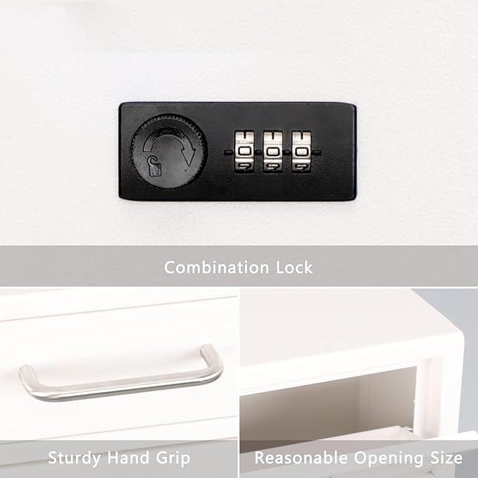 xydled Wall-Mount Mailbox with Combination Lock, Steel Key Lock Mail Boxes Outdoor, Locking Wall Mount Mailbox, Security Key Drop Box, Collection Boxes, 17.2H x 12.2L x 5.8W Inches, White, XL Large