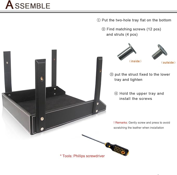 KINGFOM Letter Tray, Leather Paper Organizer Tray, Wooden Desk File Holder, Desktop File, Stackable Magazine Holder, Mail Sorter, Great for Home or Office - 2 Level Black