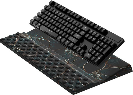 Computer Keyboard Stand with Wrist Rest,Comfy Ergonomic Tilted Keyboard Holder,Keyboard Tray Support for Office Home (Green Flowers)