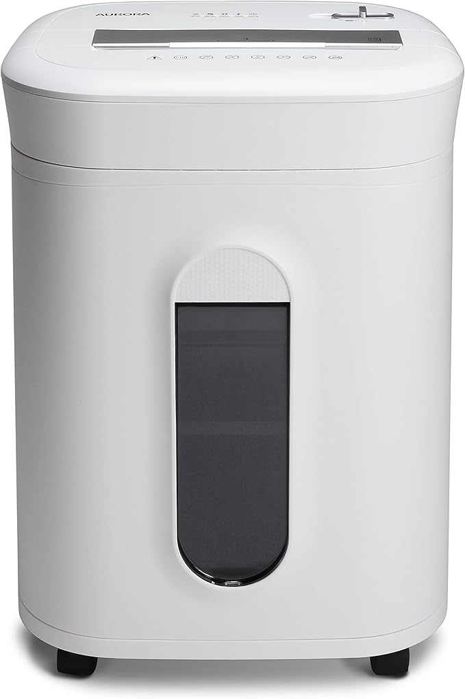 Aurora Professional Grade 10-Sheet High Security Micro-Cut Paper and Credit Card Shredder/ 60 Minutes/Security Level P-5, White