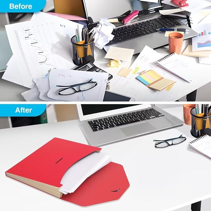 Blue Lake ECOLIFE Expandable Folders Plastic Free Accordion File Folder Organizer 6 Pocket Fiery Red