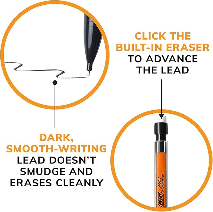 BIC Mechanical Pencils 0.7mm & 0.5mm, #2 EXTRA SMOOTH with Various Color Barrels - Two Assorted Sizes, 80 Pack