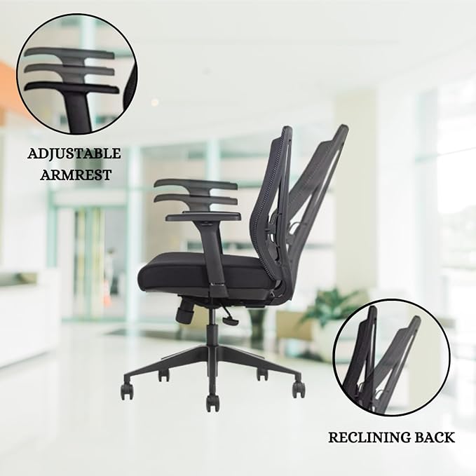 Bitchair Ergonomic Mesh Conference Room Chair - Adjustable Lumbar Support Computer Desk Chair with Height Adjustable Arms - Seat Depth Adjustable Office Chair - (Black) (Pack of 2)