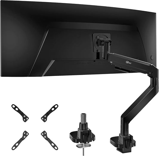 WALI 24-57" Monitor Arm, Heavy Duty Gas Spring Desk Mount for Ultrawide Flat and Curved Screen Up to 59.4lbs, VESA 75x75 to 200x200 (GSMU001XL-P), Black
