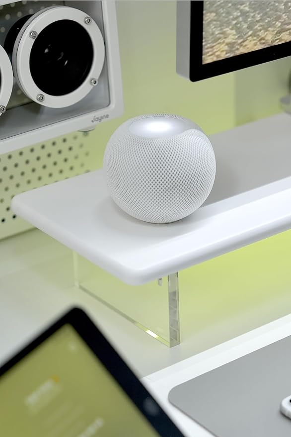 Bamboo Monitor Stand Riser with Acrylic Legs for Desk,31.5 Inches Desktop Shelf Supports for PC Computer Monitor, Laptops, Printer, Speakers (White)