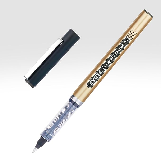 EYEYE Black Rollerball Pens 12 Pack 0.7mm Medium Point, Quick Dry Liquid Ink, Smooth Writing for Journaling, Note Taking, Office & School Supplies