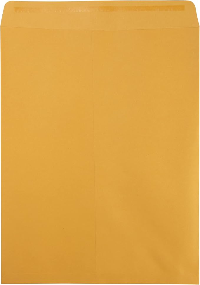 JAM PAPER 12 x 15 1/2 Open End Catalog Recycled Envelopes with Peel and Seal Closure - Brown Kraft - 50/Pack