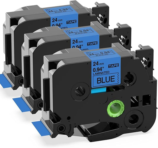 Label KINGDOM 24mm Blue Label Tape Replacement for Brother TZe-551 TZe551 1 Inch Black on Blue TZe Tape 24mm 0.94 Laminated Compatible with Brother P Touch PTD600 PTD610AD PTP700 PT2730, 3-Pack