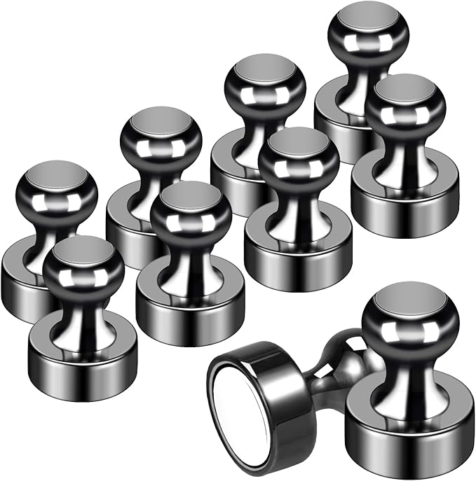 10Pack Fridge Magnet Adults Refrigerator Magnets Strong Metal Whiteboard Magnets Small Round Magnets Set for Fridge Whiteboard Locker Dry Erase Board in Kitchen Office Home Black