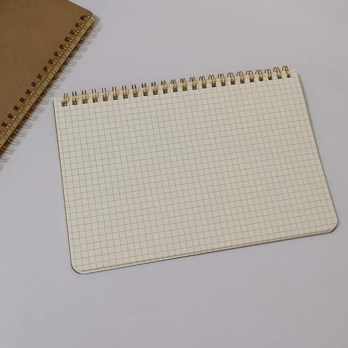 YUREE Softcover Spiral Notebook/Spiral Journal, 50 Sheets (100 Pages) Square Grid Notebook, 10 Notebooks Per Pack, A5, 8.5" x 5.7", Brown
