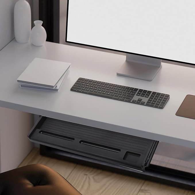 jojofuny 1 Set of Keyboard Tray Under Desk, Keyboard Sliding Tray Under Desk, Keyboard Drawer Slide Tray, Keyboard Shelf, for Home and Office