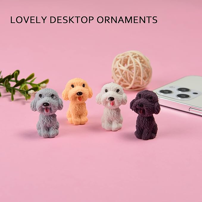 24 Pcs Animal Pencil Erasers Toppers,Pencil Top Erasers,3D Cute Dog Cap Easters Desk Pet Erasers for Kids
