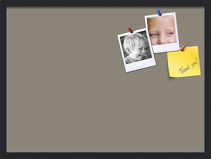 PinPix 30x22 Inch Cork Bulletin Board. This Decorative Framed Pin Board Comes with Pewter Design and a Satin Black Frame. Ideal for Home Office Decor or Message Board (PinPix-1812)