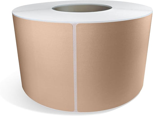 Direct Thermal Paper Label/IndustrialGrade 4" x 6", with Perforation, 3" Core, 8" OD,1000 Pcs/Roll (4Roll/Box) - Beige