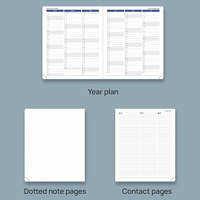 POPRUN Weekly Planner 2025-2026, 7.25'' x 8.5'', 15-Minute Hourly Appointment Book (July 2025-June 2026) with PU Leather Softcover, Monthly Tabs, Inner Pocket - Pacific Green
