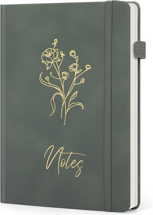 Lined Journal Notebook For Women, 200 Pages A5 Hardcover Leather Journals For Writing College Ruled Notebook For Work School Note Taking Business Diary Notepad 5.7'' X 8.3''-Green