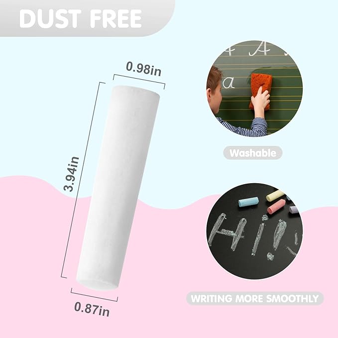 50 Pack White Chalk, Washable Sidewalk Chalks for Kids Non-Toxic Jumbo Chalk for Outdoor Art Play, Colored Chalk for Painting on Chalkboard, Blackboard and Playground(White)