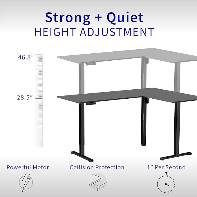 VIVO Electric Corner L-Shaped 84 x 63 in Standing Desk, Memory Height Adjustment, Dark Walnut Top Black Frame, DESK-E3CTBD-84