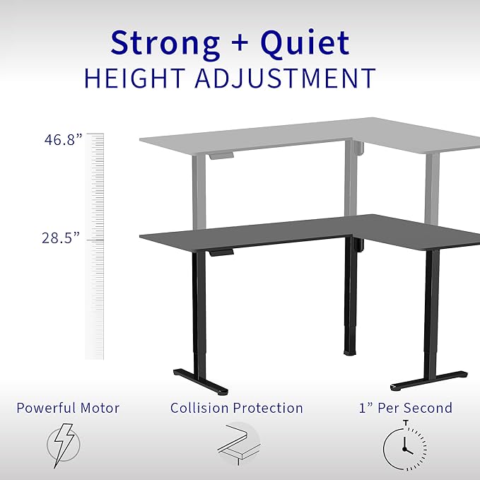 VIVO Electric Corner L-Shaped 75 x 63 in Standing Desk, Memory Height Adjustment, Dark Walnut Top White Frame, DESK-E3CTWD-75