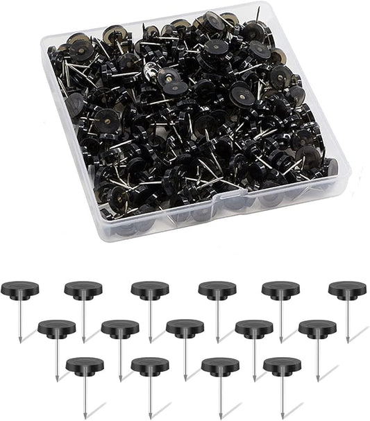 Black Push Pins for Cork Board,Flat Thumb Tacks for Wall Hangings,120 Pcs Flat Head Push Pins for Bulletin Board Plastic Thumb Tacks Steel Point in Reusable Box