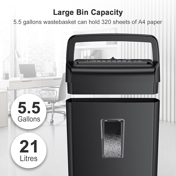 Bonsaii 10-Sheet Cross Cut Paper Shredder, 5.5 Gal Home Office Heavy Duty Shredder for Credit Card, Staple, Clip with Transparent Window(C209-D)