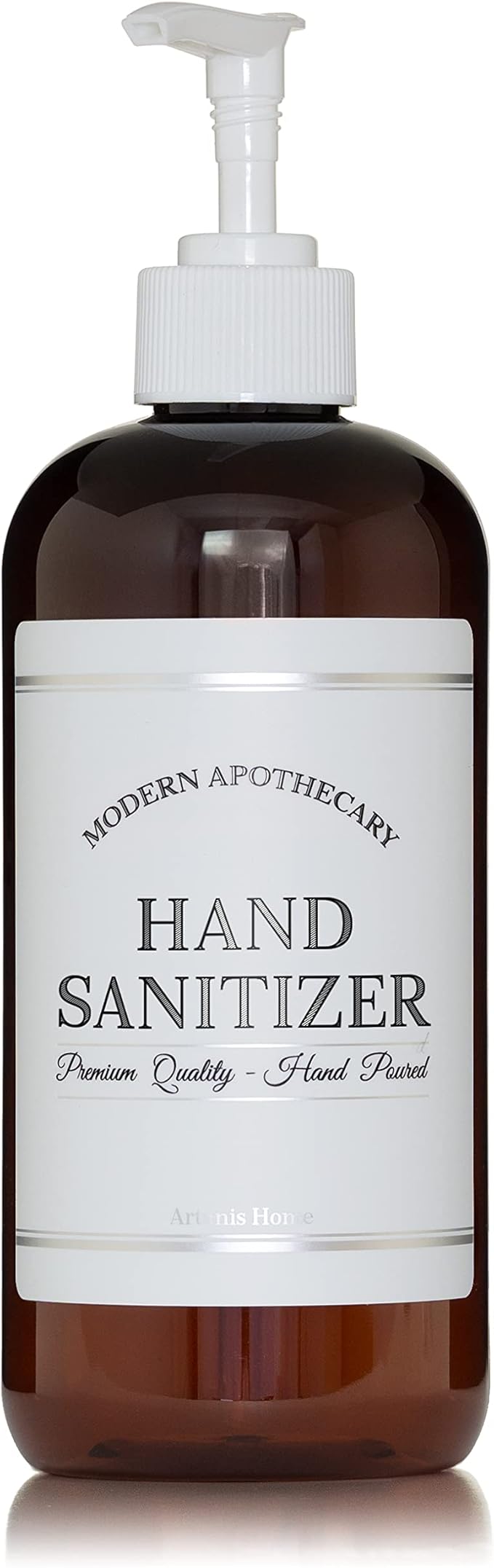 Amber PET Plastic Refillable Hand Sanitizer Pump Bottle Dispenser with White Plastic Pump, 16 oz with Waterproof Labels, Empty Reusable Container for Home, Kitchen, Bathroom, Office, Business