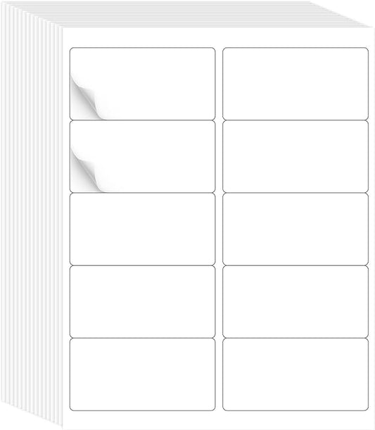 L LIKED 2" x 4" Label Stickers, Printable White 10 per Sheets Total 1000 Labels for Laser/Inkjet Printing - Matte (1000 Labels)