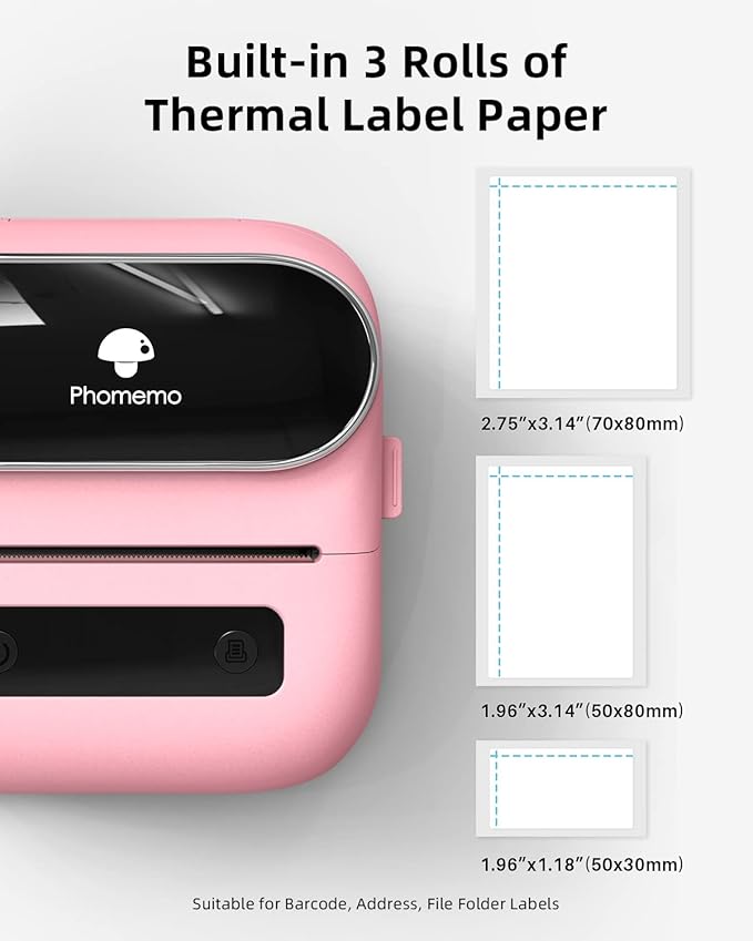 Phomemo M220 Portable Thermal Label Makers, Wireless Label Printer for Address, Labeling, Mailing, Office Supplies Organizing, Label Maker Machine with Tape, Sticker Printer with 3 Rolls of Labels