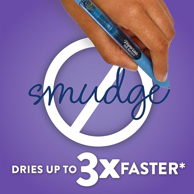 Paper Mate InkJoy Gel Pens, Black Ink, Medium Point (0.7mm), 3 Count, Bundle with Plastic Reusable Pouch
