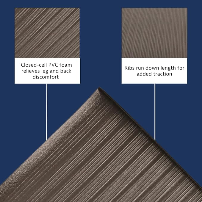 Notrax 410 Airug® 2' x 3' x 5/8" Anti Fatigue Mat, Enhanced Slip Resistance with Beveled Edges and Ribbed Surface, Ideal for Industrial and Commercial Workplaces, Black, 410S0523BL
