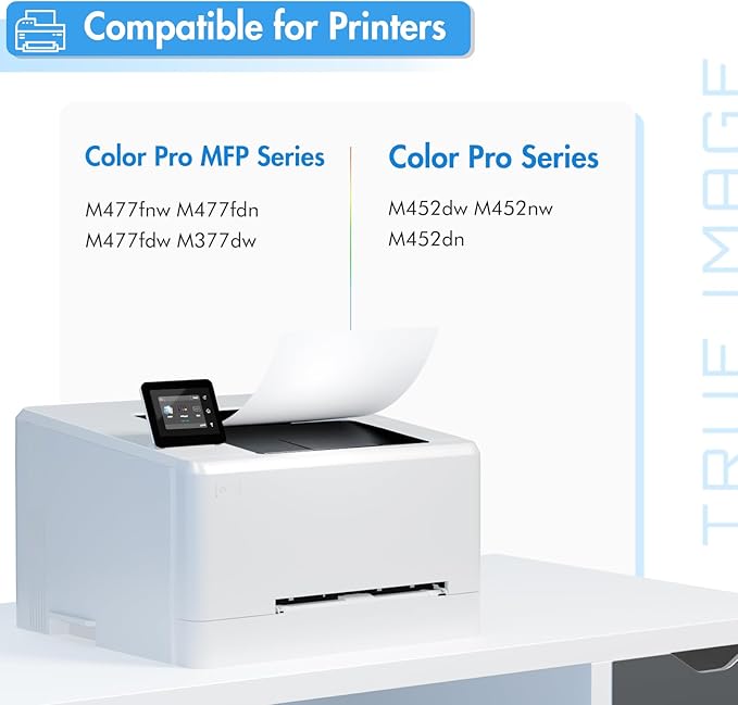 TRUE IMAGE Compatible Toner Cartridge Replacement for HP 410X CF410X CF410A 410A M477 M452 Color Pro MFP M477fdw M477fnw M452dw M477fdn M452nw M452dn M377dw Printer Ink (Black, 1-Pack)