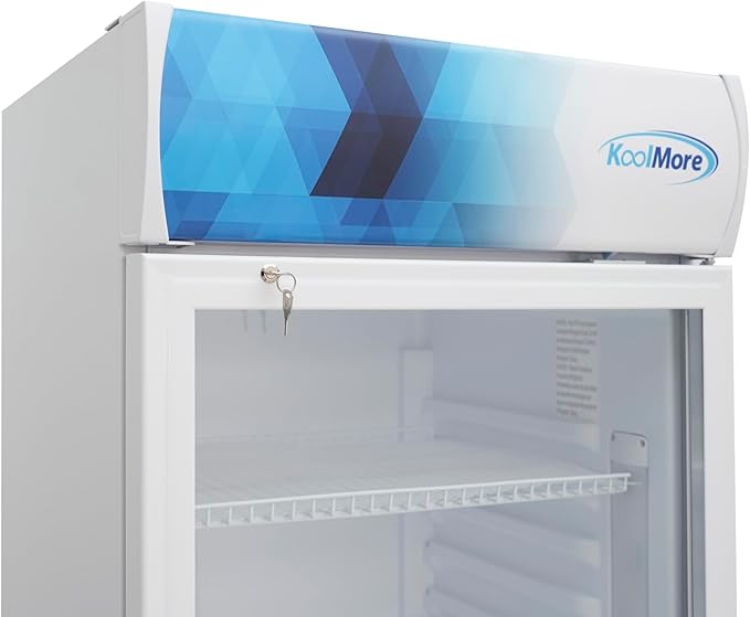 KoolMore KM-MDR-1GD-12CWH 24 in. One-Door Commercial Merchandiser Refrigerator in White,12 cu. ft. ETL Listed for Safety and Sanitation