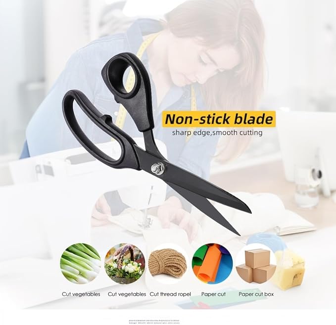 Jasni Scissors Set of 3 black titanium non stick blade anti rust Ergonomic Lightweight Soft Rubber Grip tailor scissors office student scissors for School, Office and Family Daily Use 10''/9''/6.5"