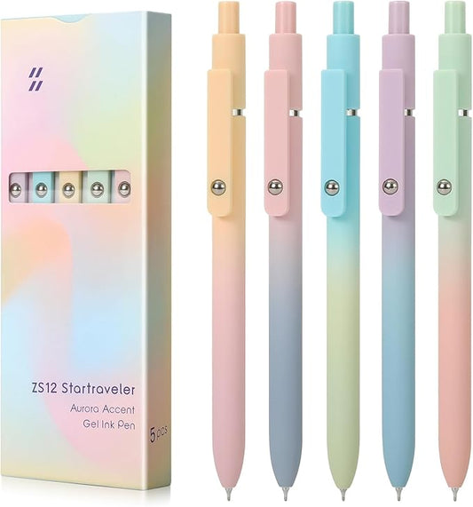 FIOVER 5pcs Gel Pens Black Ink Medium Point 0.7mm Pens Smooth Writing High-End Series Cute Ballpoint for Journaling Note Taking, Office School Supplies Gifts for Women and Men