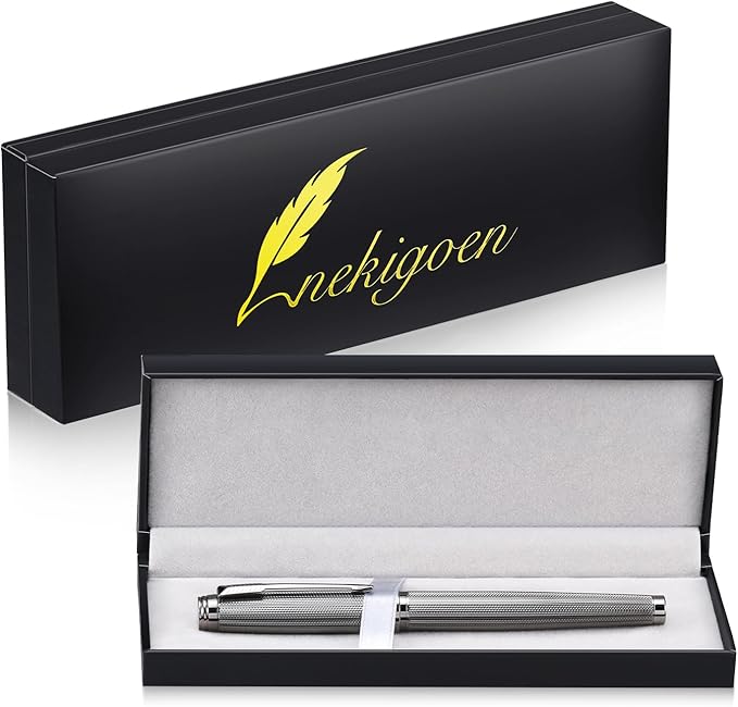 Rollerball Pen for Men Women Luxury Metal Executive Pens Home Office Use with 2 Extra Refills Black Ink 0.7mm G2 (Metal Gray)