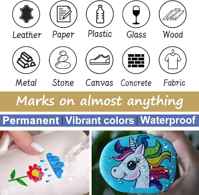 Overseas 48 White Paint Pens, Oil Based Permanent Markers Set - Quick Drying, Waterproof, Fade-Resistant, Medium Tip Paint Markers Bulk for Wood, Metal, Rock, Ceramic, Plastic, Canvas, Glass, Rubber
