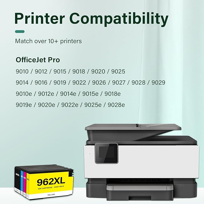 962XL 962 9015e Ink Cartridges Combo Pack: Replacement for HP 9018e Ink 962XL Black and 962 Color 962XL/962 OfficeJet Pro 9025e 9010 9015 9018 9020 9025 9010e 9012e 9020e Printer 4 Pack