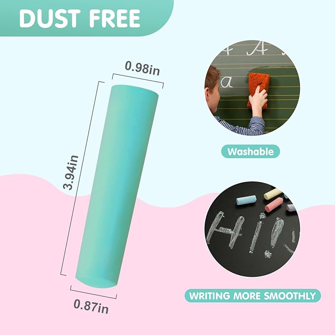 50 Pack Washable Sidewalk Chalks for Kids Non-Toxic Jumbo Chalk for Outdoor Art Play, Colored Chalk for Painting on Chalkboard, Blackboard and Playground (Fluorescent Green)