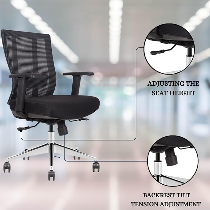 Ergonomic Conference Room Chair Mesh Back with Seat Slide - Adjustable Lumbar Support Computer Desk Chair Height Adjustable Arms -5-Star Polished Aluminum Base Home Office Chair (Pack of 8)