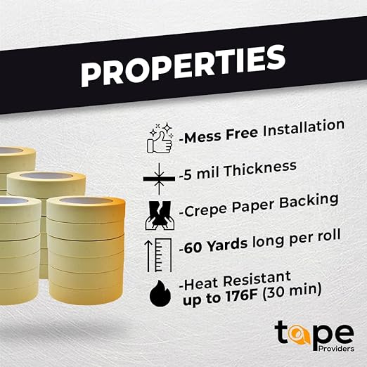 WOD MT5 Utility Grade Masking Tape, 1 inch x 60 yds. for Home or Office air-Dry Painting, Labeling, & Packing. Leaves no Residue