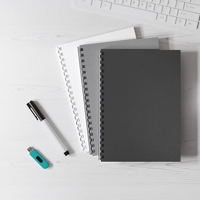 Binditek 100 Pack 16 Mil Sand-Textured Polycover, 11 x 17 Inches Binding Front and Back Covers, Lightly Sanded Finish, Heavyduty Presentation Covers, Tabloid, Black