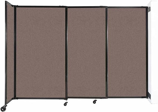 Wall-Mounted Sliding StraightWall Room Divider | Adjustable Widths | Locking Wheels | Room Separator | Up to 7'2" Wide x 5' Tall Latte Fabric Panels