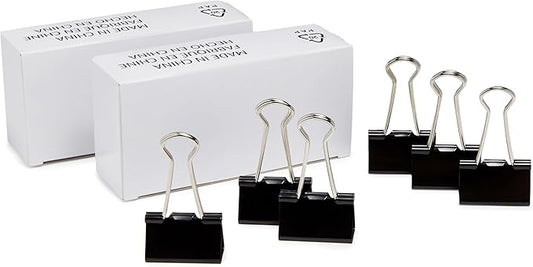 Amazon Basics Binder Paper Clips, Medium Clip (Small Box), 24 Count, 2 Pack of 12, Black