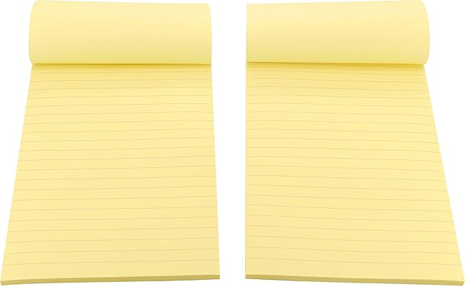 2 Pads Lined Sticky Notes 5 x 8 in, Pastel Yellow, Large Sticky Notes with Lines, Yellow Sticky Note Pads for Home, Office, School, 50 Sheets/Pad, 100 Sheets Total, 4A 5082-Y-L