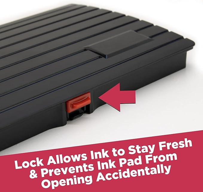 Large Premium Black Ink Stamp Pad - 3" by 6" - Quality Felt Pad - Case with Closing snap