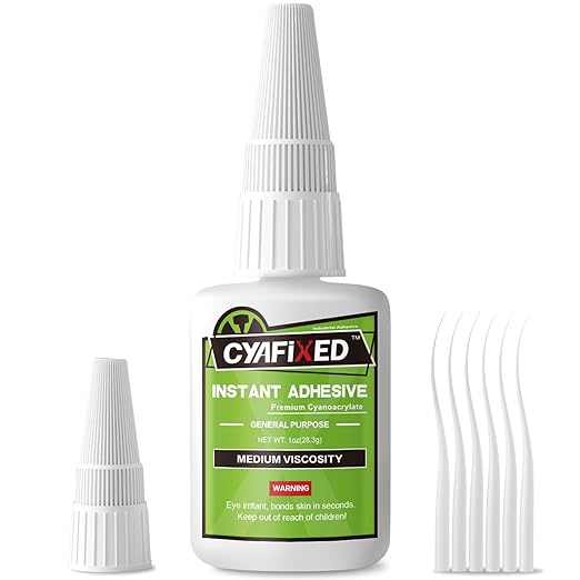 Super Glue Liquid, Instant Clear Cyanoacrylate Medium Viscosity Adhesive, Food Safe CA Glue for Shoe Repair Leather Ceramic Plastic Glass Metal Wood Aquarium Porcelain Rubber Pottery Model Craft