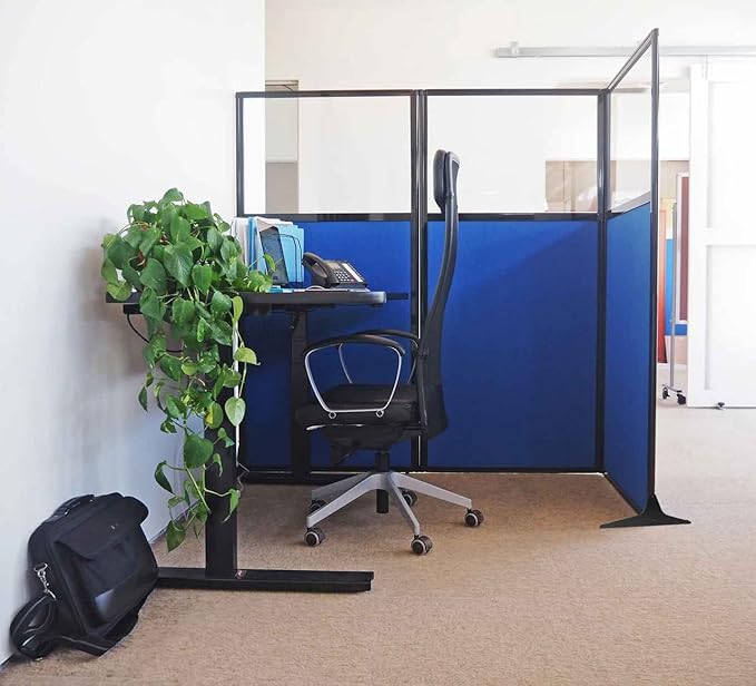Versare Office Workstation Screen | Portable Wall Divider | Modern Cubicle | Freestanding Privacy Screen | Flexible Work Space | 3 Panels | 99" Wide x 70" Tall Beige SoundSorb Panels